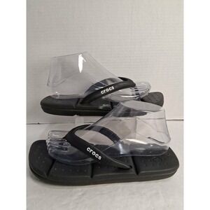 Crocs Womens Black Padded Flip Flop Thong Sandals‎ Size 8 READ